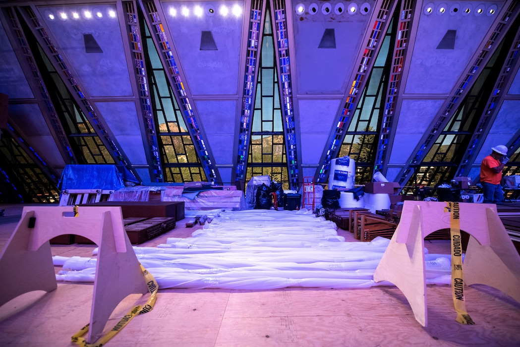U.S. AIR FORCE ACADEMY, Colo. – Pipes from the Cadet Chapel's organ sit packaged and ready for transport off-site on June 10, 2020 at the U.S. Air Force Academy in Colorado Springs, CO. The chapel was closed in early September 2019 to allow for necessary repairs and is estimated to be completed in 2023. (U.S. Air Force photo/Trevor Cokley)