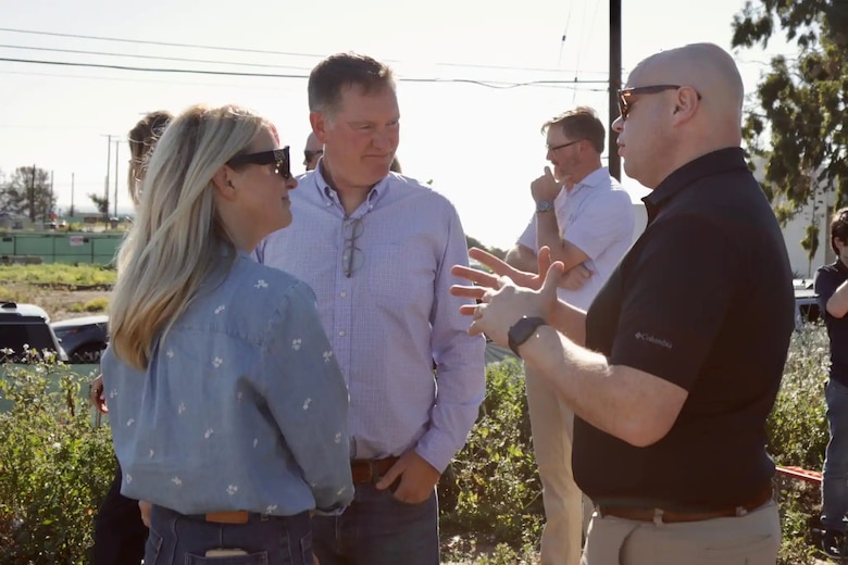 Assistant Secretary of the Army (Civil Works) Adam Telle speaks to Pacific Palisades residents Feb. 4 in Pacific Palisades, California.