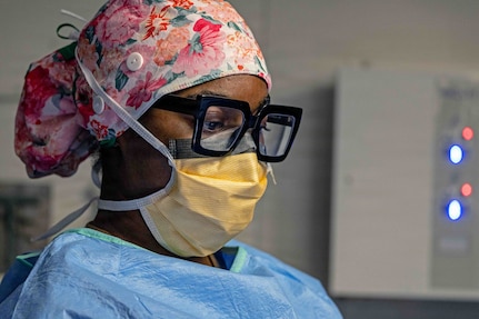 Hospital Corpsman 2nd Class Rashidah Parker, from Killeen, Texas, assigned to Medical Department aboard Pre-Commissioning Unit John F. Kennedy (CVN 79), assists during the ship’s first at-sea surgery which occurred during Builder’s Trials, Feb. 1, 2026. Builder’s Trials provide an opportunity to test ship systems and components at sea for the first time, and make required adjustments prior to additional underway testing. (U.S. Navy photo by Mass Communication Specialist 1st Class Tyrell K. Morris)