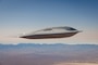 An image of the B-21 flying.
