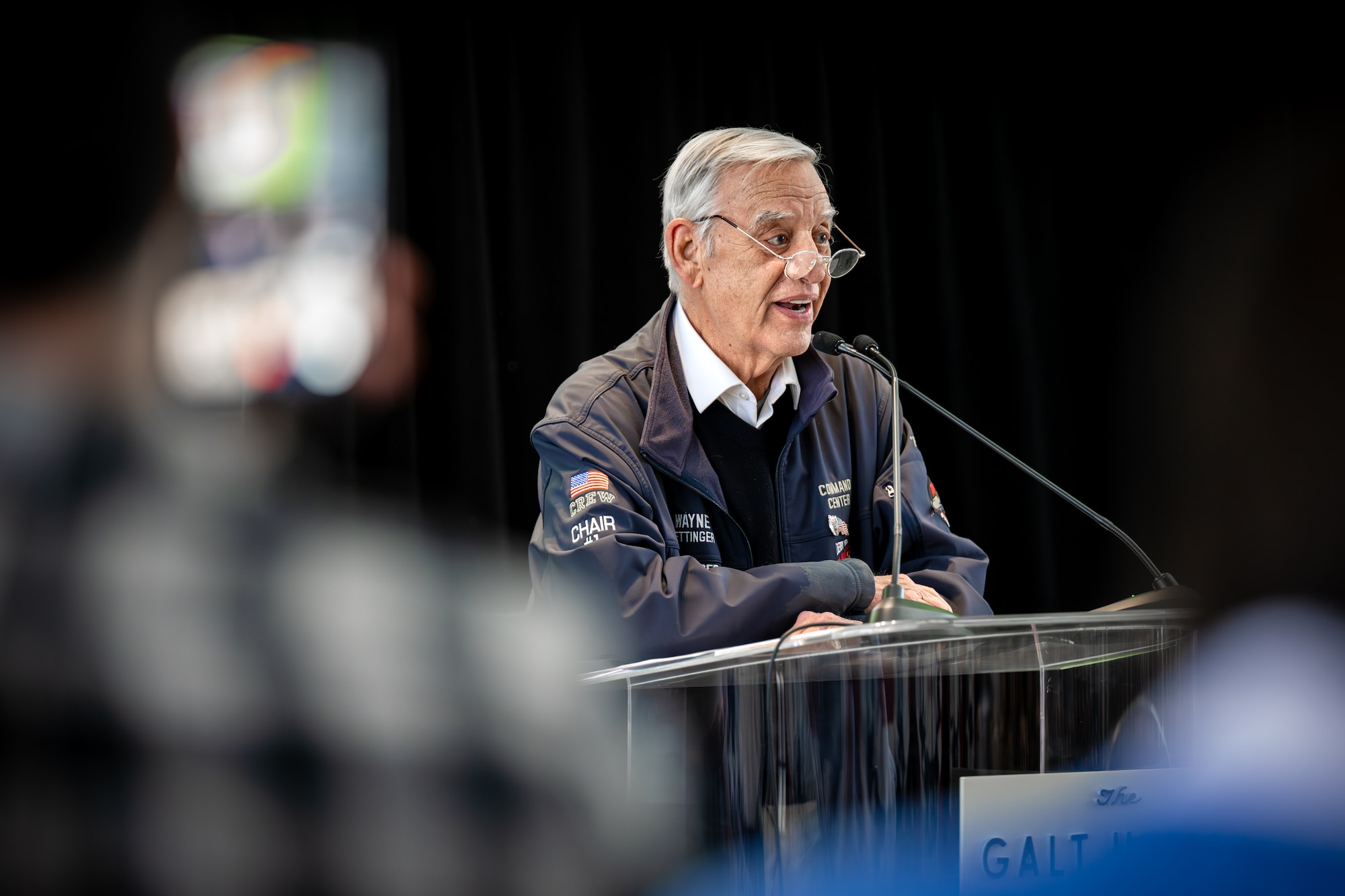 Wayne Hettinger speaks at a press conference in Louisville, Ky., Feb. 23, 2025, announcing the return of the Thunder Over Louisville air show and fireworks display to the banks of the Ohio River April 18. Hettinger produces the event, which typically draws more than 100,000 spectators to kick off the city’s two-week Kentucky Derby Festival. (U.S. Air National Guard photo by Dale Greer)