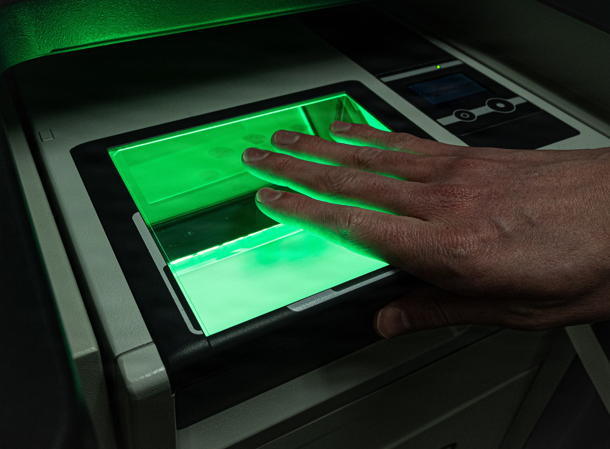 A U.S. Air Force Office of Special Investigations special agent demonstrates fingerprint processing at Seymour Johnson Air Force Base, North Carolina, Feb. 11, 2026. AFOSI uses forensic and investigative techniques to support criminal investigations and protect the Air Force mission. (U.S. Air Force photo by Airman 1st Class Holly Leonard)