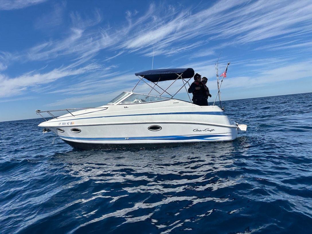 The U.S. Coast Guard and Department of Homeland Security partner agencies secure a suspected maritime smuggling vessel during coordinated operations south of San Clemente Island, California, Feb. 21, 2026. In total, crews interdicted five vessels and apprehended 62 aliens in under 90 minutes. (U.S. Coast Guard courtesy photo)