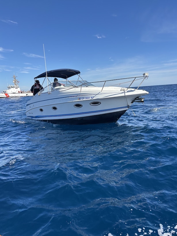 The U.S. Coast Guard and Department of Homeland Security partner agencies secure a suspected maritime smuggling vessel during coordinated operations south of San Clemente Island, California, Feb. 21, 2026. In total, crews interdicted five vessels and apprehended 62 aliens in under 90 minutes. (U.S. Coast Guard courtesy photo)