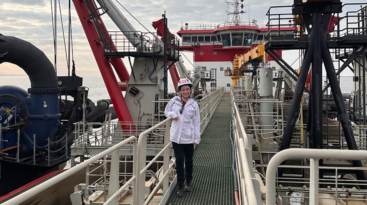 Woman standing on an rig.