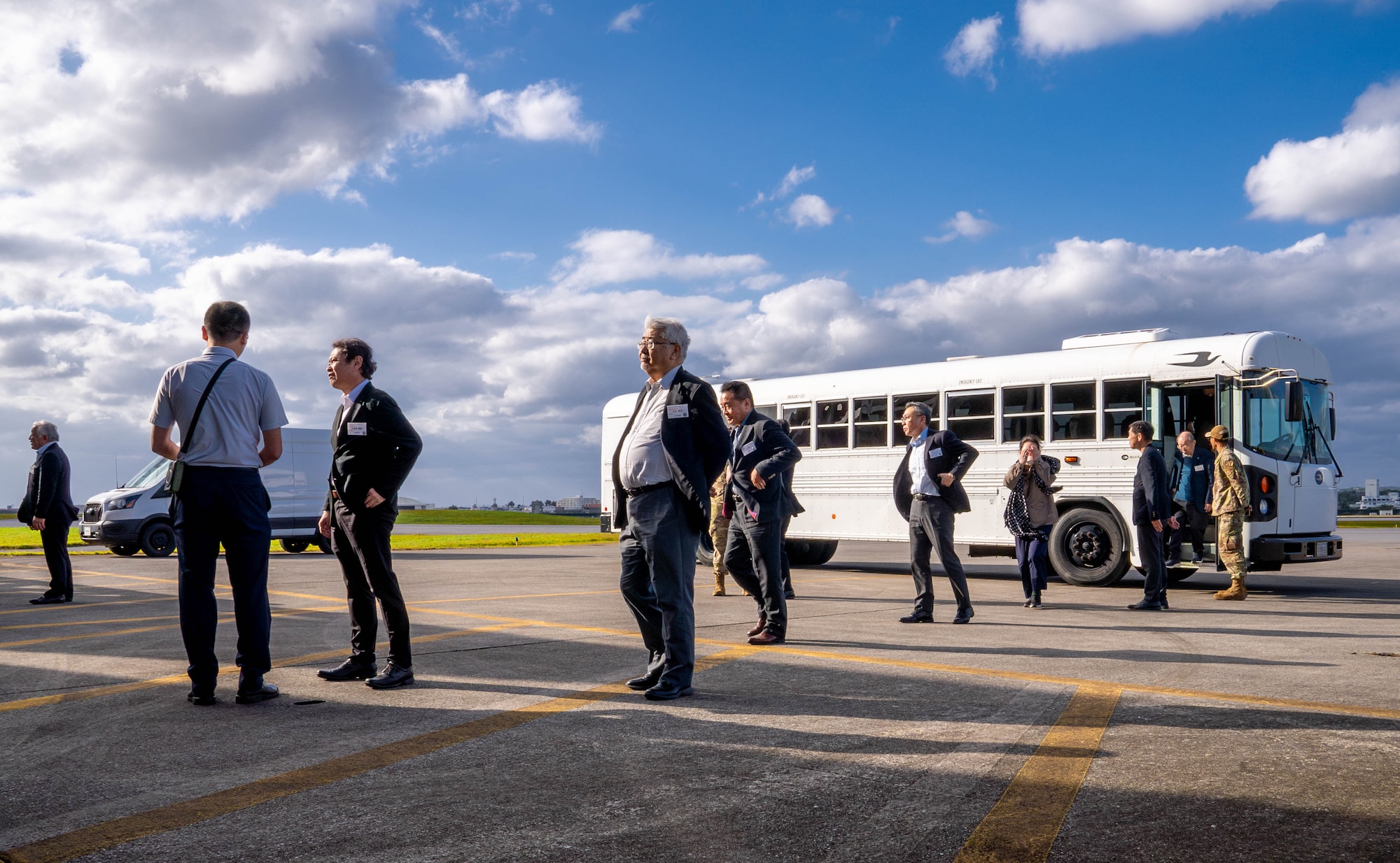 Members of the Japan-America Air Force Goodwill Association tour the flightline at Kadena Air Base, Japan, Feb. 18, 2026.