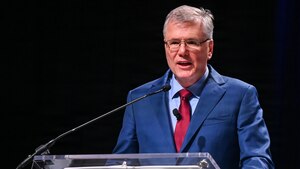 Secretary of the Air Force Troy Meink speaks at the Air Force Association Warfare Symposium.