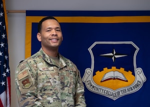 U.S. Air Force Tech Sgt. Ashley Royal, Community College of the Air Force noncommissioned officer in charge of degree and programs, poses for a photo at Maxwell Gunter-Annex, Alabama, Feb. 19, 2026.