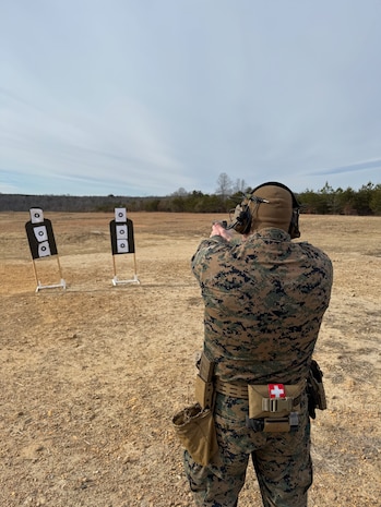 Marines with The Basic School (TBS) Shooting Team, Training Command, participate in a marksmanship training evolution at Marine Corps Base Quantico, Virginia, Jan 23, 2026. The TBS Shooting Team develops officers’ advanced rifle and pistol proficiency while reinforcing the fundamentals of combat marksmanship, weapons safety, and disciplined fire control. The program builds confidence in weapons handling and decision-making under pressure, preparing lieutenants to effectively train and lead Marines in small-arms employment across operational environments. The team mirrors the standards and competitive spirit of the Marine Corps Shooting Team by promoting excellence in shooting, coaching, and lethality at the unit level.