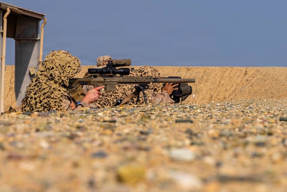 U.S. Marines assigned to Fleet Anti-Terrorism Security Team Central Command provide security during exercise Indigo Defender 26, Feb. 2, 2026. Indigo Defender 26 is a capstone bilateral maritime exercise between Royal Saudi Naval Forces and U.S. Naval Forces Central Command to enhance interoperability and strengthen our capacity to maintain regional maritime security and stability. (U.S. Army photo by Staff Sgt. Christopher Stevenson)