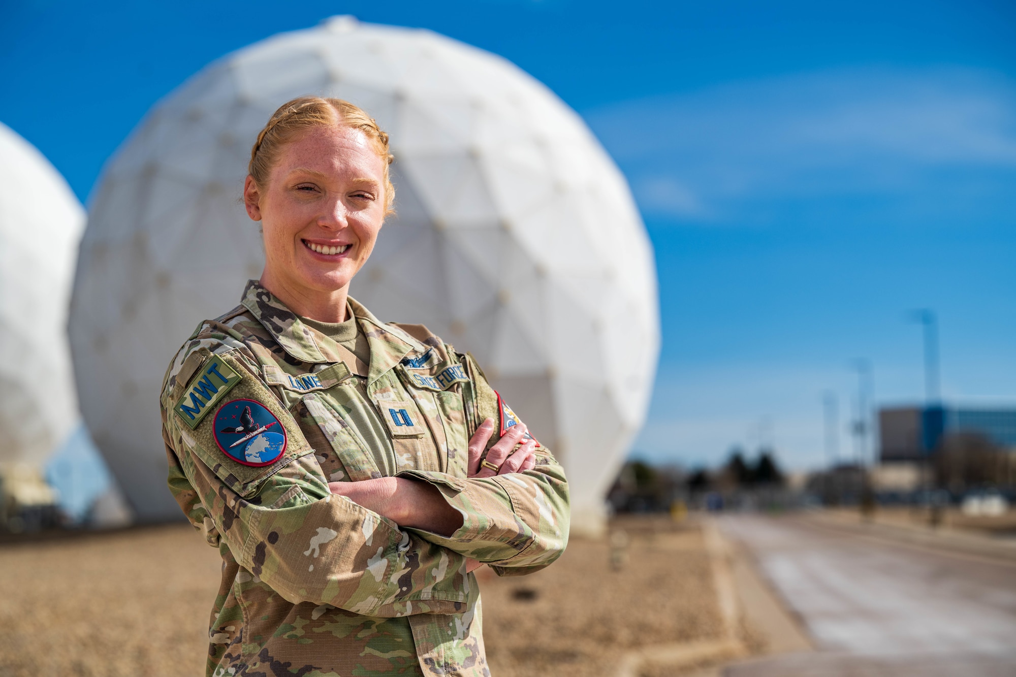 U.S. Space Force Capt. Olivia Lane, 2nd Space Warning Squadron under Mission Delta 4, headquartered at Buckley Space Force Base, Colo. (Space Force photo by Tech. Sgt. Jordan Thompson)