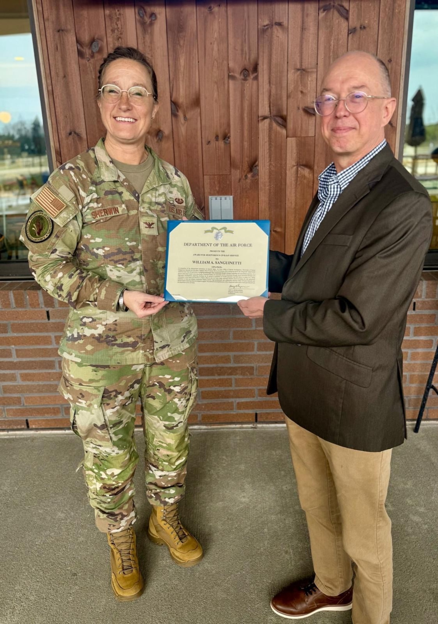 Special Agent Drew Sanguinetti retired following 33 years of combined military and civilian service with the Air Force Office of Special Investigations.