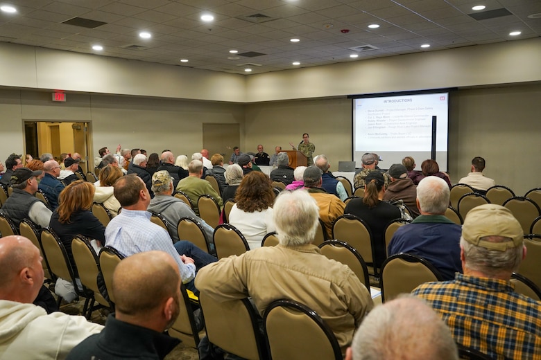 The U.S. Army Corps of Engineers Louisville District hosted an informational public meeting to provide an update on Phase 2 of the Rough River Dam Safety Modification project at Rough River Lake in Falls of Rough, Kentucky Feb. 24, 2026.
