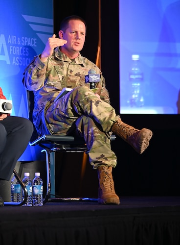 Panelists at a Feb. 25, 2026, Air & Space Force's Association Warfare Symposium DAF BATTLE NETWORK event discuss the critical evolution of the network relative to ongoing warfighting acquisition transformation efforts. Brig. Gen. Jason Voorheis, Dr. Bryan Tipton, Shannon Pallone, and Taylor “Bingo” Herron shared insights on how the Department of the Air Force is connecting every domain to ensure decision advantage to the joint force.