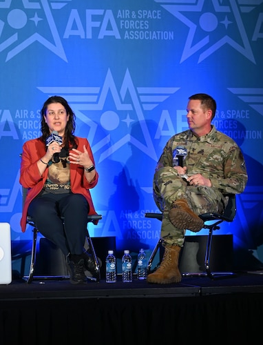 Panelists at a Feb. 25, 2026, Air & Space Force's Association Warfare Symposium DAF BATTLE NETWORK event discuss the critical evolution of the network relative to ongoing warfighting acquisition transformation efforts. Brig. Gen. Jason Voorheis, Dr. Bryan Tipton, Shannon Pallone, and Taylor “Bingo” Herron shared insights on how the Department of the Air Force is connecting every domain to ensure decision advantage to the joint force.