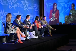 Panelists at a Feb. 25, 2026, Air & Space Force's Association Warfare Symposium DAF BATTLE NETWORK event discuss the critical evolution of the network relative to ongoing warfighting acquisition transformation efforts. Brig. Gen. Jason Voorheis, Dr. Bryan Tipton, Shannon Pallone, and Taylor “Bingo” Herron shared insights on how the Department of the Air Force is connecting every domain to ensure decision advantage to the joint force.