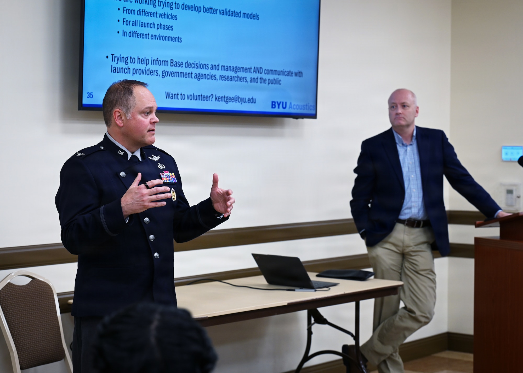 U.S. Space Force leaders hosted the first Vandenberg Mission Update speaker series at the Dick DeWees Community and Senior Center in Lompoc, Calif., Feb. 20, 2026, to share information about increased launch activity from Vandenberg Space Force Base. The event gave community members an opportunity to hear directly from Space Force leaders about the base’s mission, future growth, and its expanding role in national security space operations.

During the briefing, leaders explained that Vandenberg supports more than 54 mission partners and serves as a key location for the command and control of space assets operating globally and on orbit. Presenters discussed how missions launched and managed from Vandenberg support everyday services such as GPS navigation, weather forecasting, communications, and missile warning, while also protecting U.S. and allied interests in space.

The Mission Update also focused on transparency and community awareness as launch activity continues to increase. By answering questions and explaining safety, environmental monitoring, and noise reduction efforts, Space Force leaders reinforced their commitment to open communication and trust with the local community. The Speaker Series supports ongoing dialogue as Vandenberg continues to grow as a critical hub for national security space missions.