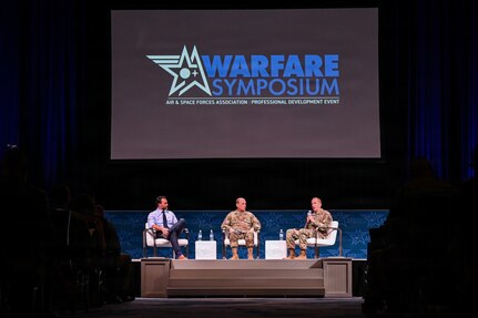 Air Force leaders speak at a panel.