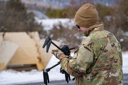 A small unmanned aircraft system operator course was conducted on Fort Indiantown Gap, Pennsylvania, Feb. 19-28, 2026. The 10-day course is conducted by the 166th Regiment - Regional Training Institute and teaches students how to properly operate small drones to use in large scale combat scenarios. (U.S. Army National Guard photo by Sgt. Kayden Bedwell)