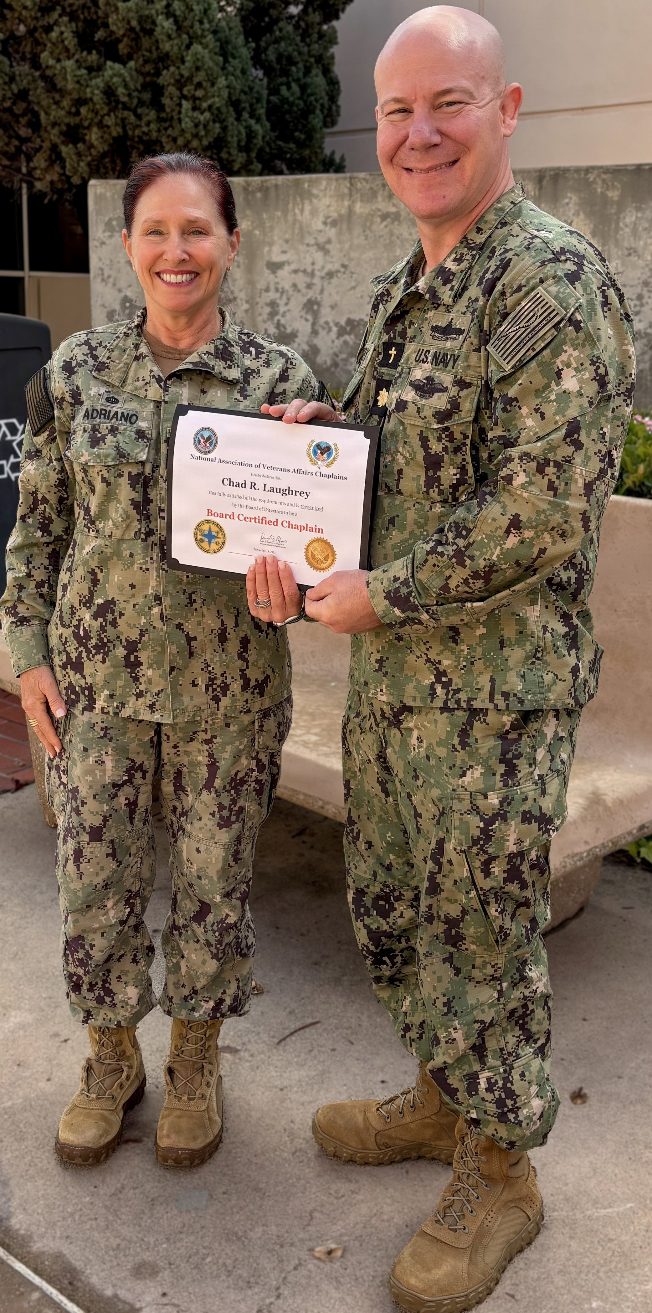 NMCSD chaplain receives VA board certification > Navy Medicine > News