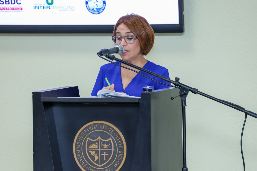 Maricarmen Crespo, chief of Construction for the U.S. Army Corps of Engineers Caribbean District, serves as emcee for the Caribbean Water Resources Summit, guiding a full day of discussions focused on Puerto Rico’s water challenges, interagency coordination, and the technical tools needed to strengthen resilience across the island. The summit, held Feb. 20, 2026, in San Juan, Puerto Rico, brought together more than 130 participants from federal agencies, territorial partners, universities, and nonprofit organizations to share data, align priorities, and advance collaborative solutions for the region’s water future.