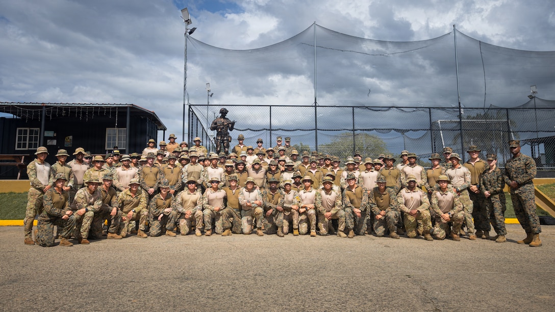U.S. Marines and senior leaders with 2nd Combat Engineer Battalion, 2nd Marine Division stand alongside Panamanian security partners for a photo following a command leadership visit to Camp Noel-Rodriguez in Panama City, Panama, Feb. 18, 2026. The leadership visit, conducted as part of Panamanian Partnership 26, provided senior leaders the opportunity to observe interoperability and shared capabilities between U.S. Marines with 2nd CEB and Panamanian security institutions in a combined training environment. (U.S. Marine Corps photo by Sgt. Antonino Mazzamuto)