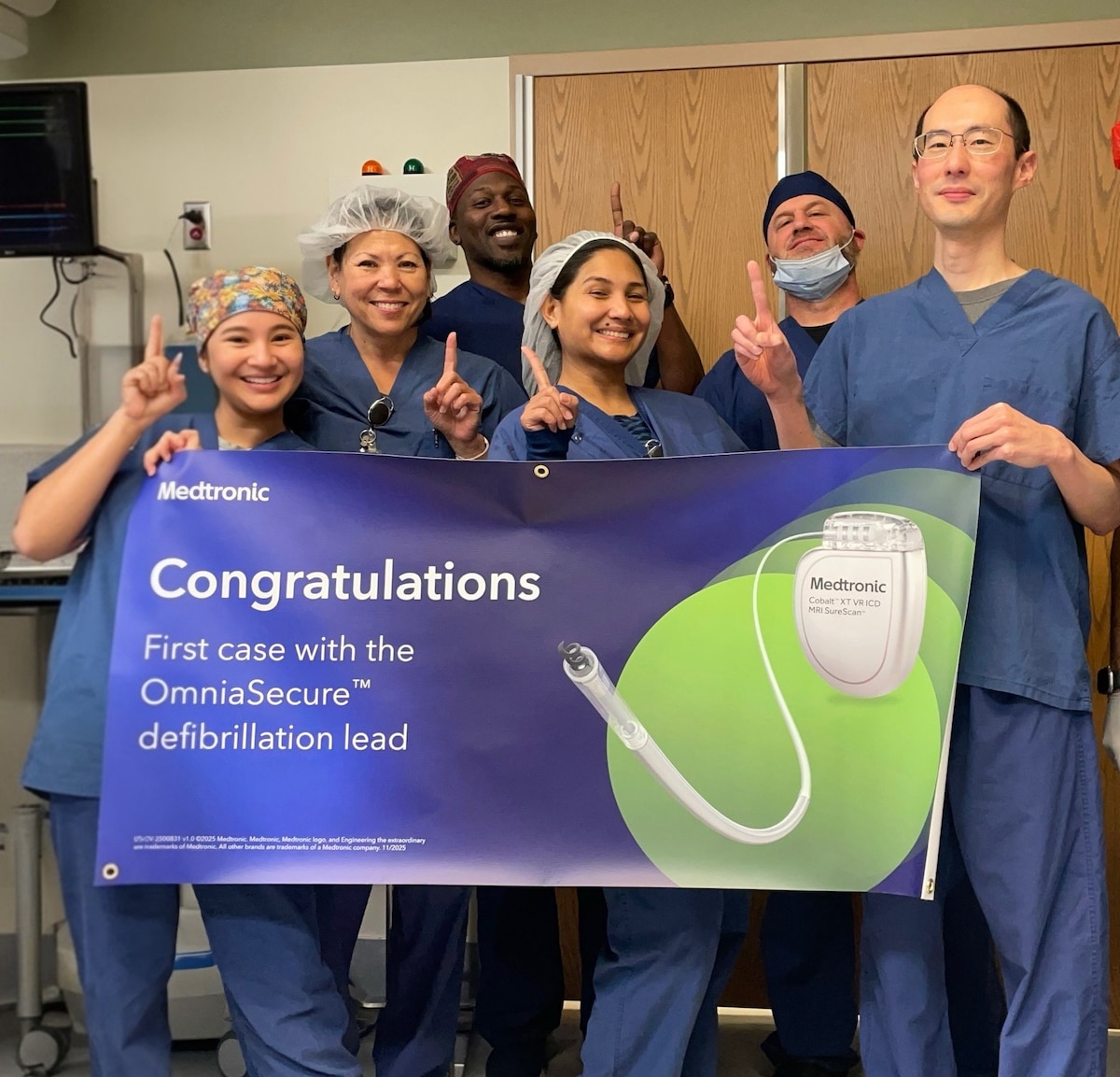 Members of Mike O'Callaghan Military Medical Center's Cardiology team celebrate the first successful performance of a groundbreaking cardiac procedure in the state of Nevada.