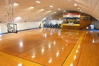 The main gym floor at Blue Mountain Sports Arena, pictured here on Feb. 26, 2026 is the facility's original floor and dates to 1942. (Pennsylvania National Guard photo by Brad Rhen)