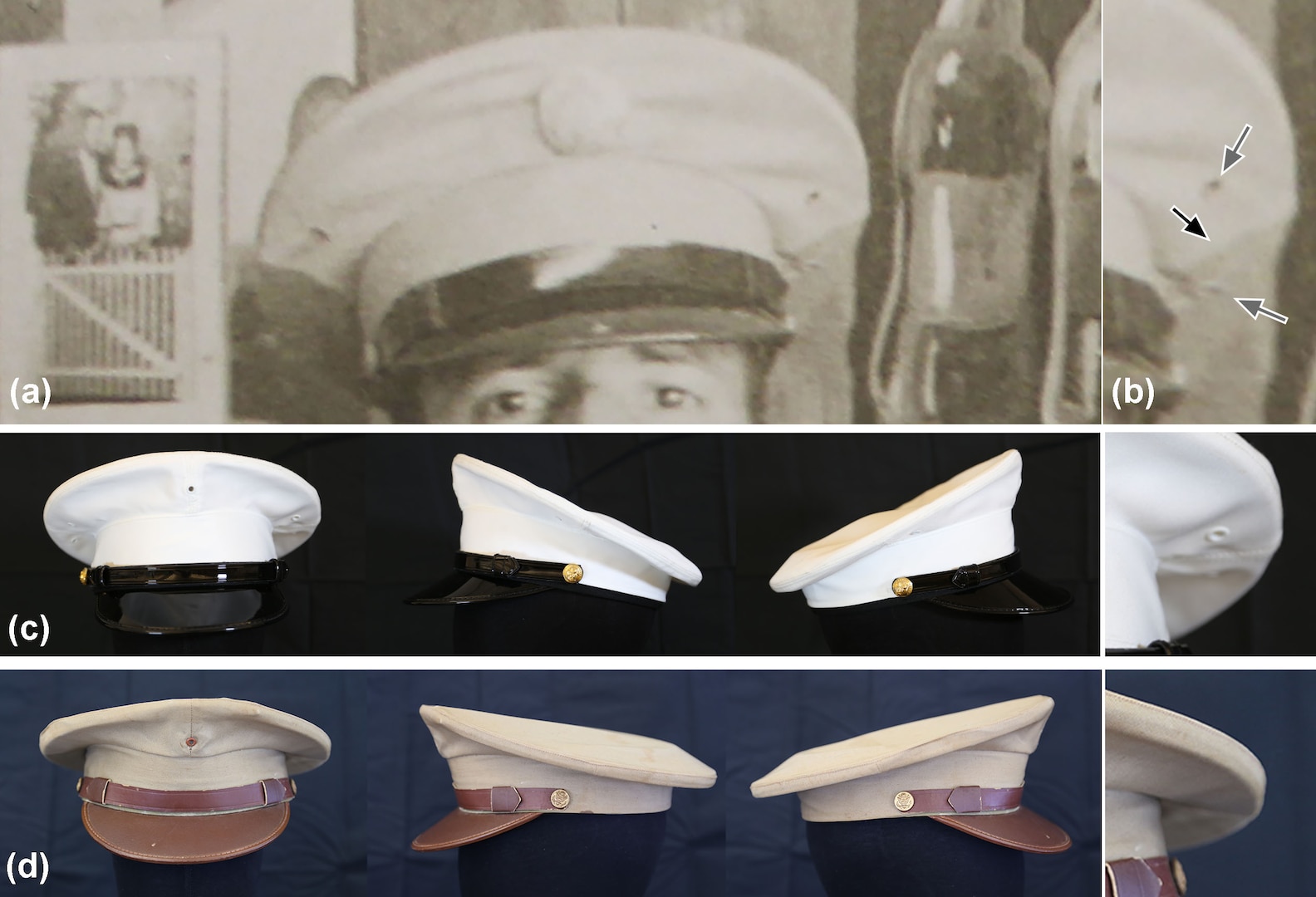 Investigators compared multiple period-correct caps to identify one that closely matched the hat Sgt. Duquesne wore in the photograph.