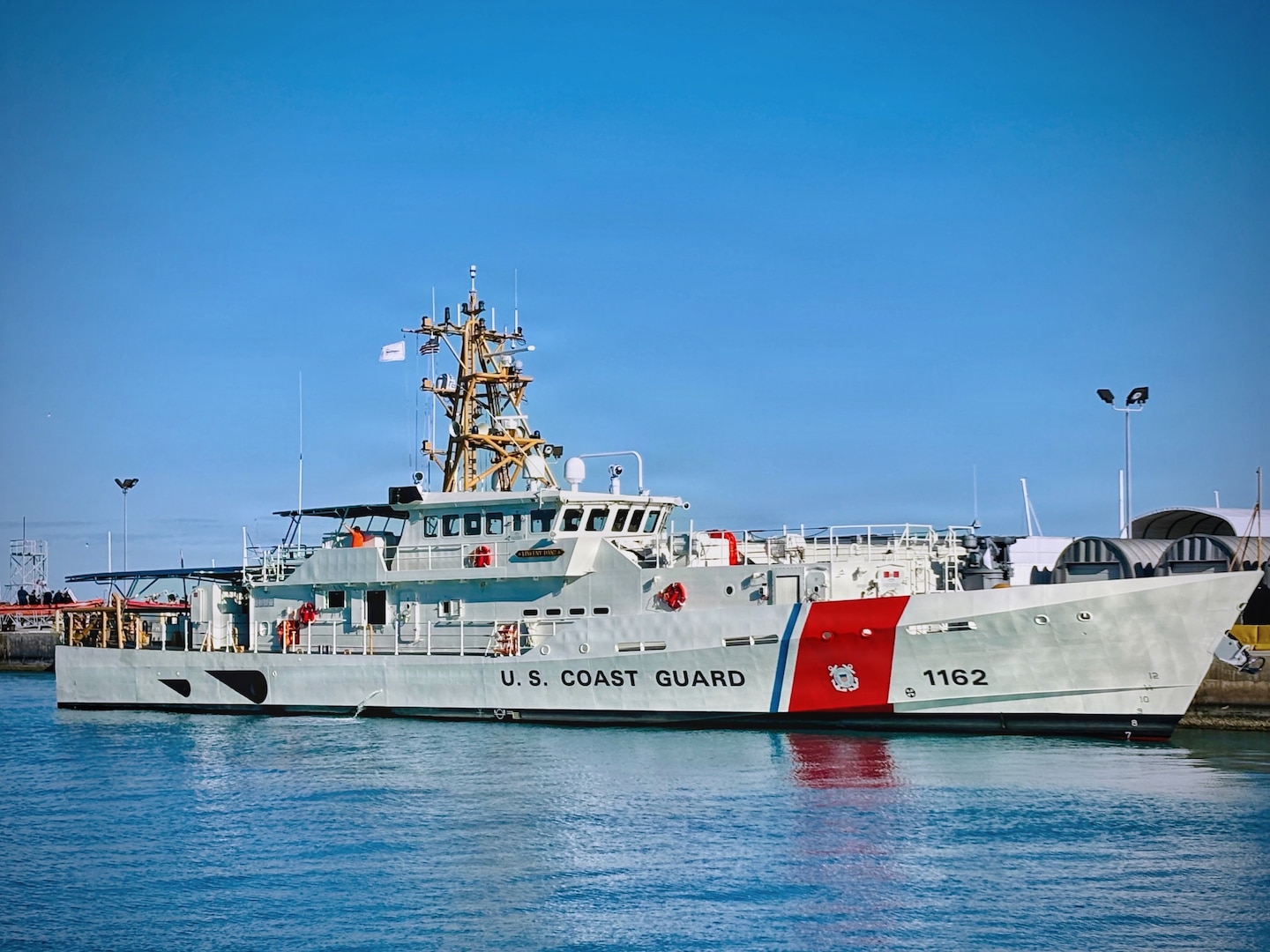 The USCGC Vincent Danz (WPC 1162), seen here moored in Key West, Florida, the day prior to its official acceptance as the U.S. Coast Guard's newest cutter on Feb. 26, 2026. The cutter is named for Vincent Danz, a New York City police officer and U.S. Coast Guard reservist who made the ultimate sacrifice on Sept. 11, 2001, while responding to the attacks on the World Trade Center. (U.S. Coast Guard photo)