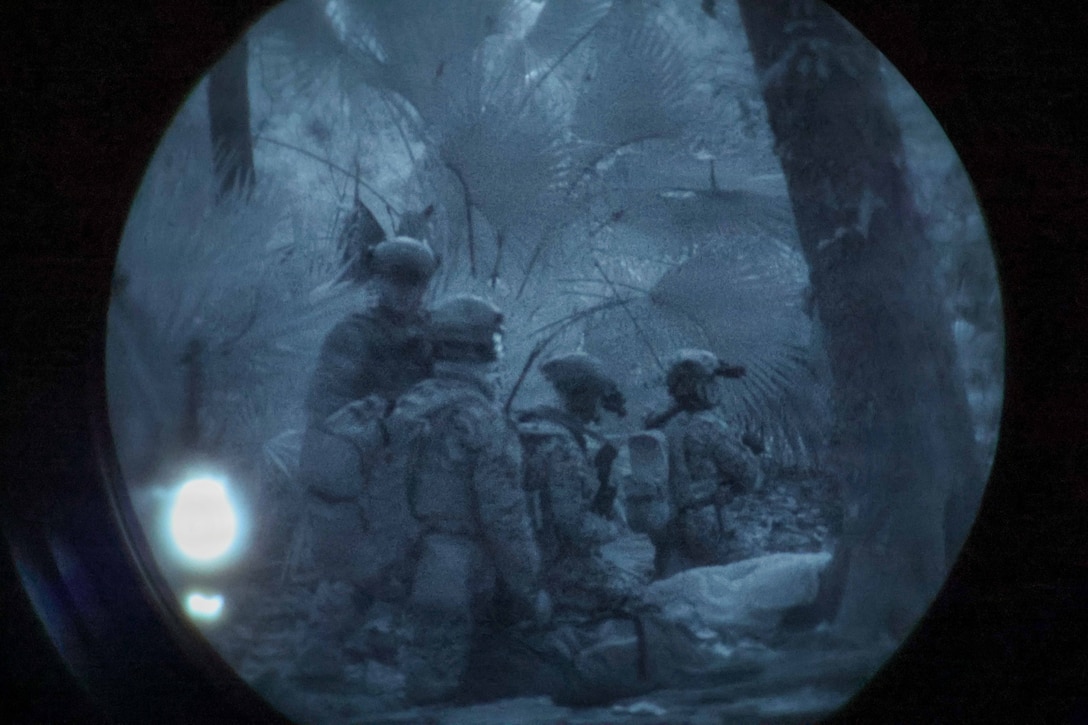 U.S. Marines with Kilo Company, 3rd Battalion, 2nd Marine Regiment, 24th Marine Expeditionary Unit, prepare to move to the landing zone while conducting a tactical recovery of aircraft and personnel full mission profile during the MEU’s certification exercise on Creighton Island, Georgia, Feb. 18, 2026. CERTEX is a land-based pre-deployment exercise that enhances the integration and collective capability of the Marine Air-Ground Task Force while providing the 24th MEU with an opportunity to train and execute operations in any clime, or place. (U.S. Marine Corps photo by Cpl. Daniel R. Garcia)