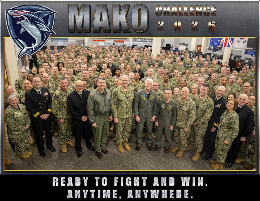 Navy Reserve Sailors from U.S. Fleet Forces, U.S. 2nd Fleet, and U.S. 4th Fleet participated in the MAKO Challenge 2026 alongside Adm. Karl Thomas, commander of U.S. Fleet Forces Command, at Navy Warfare Development Center in Norfolk, Virginia, from February 19-22.