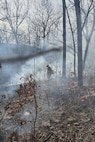 Wildland firefighters assigned to the Oklahoma Army National Guard conduct firefighting operations near Talihina, Oklahoma, Feb. 26, 2026.