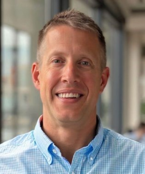 Candid photo of Maj Matthew Schuyler, Chief Legal Council, Air Force Accelerator