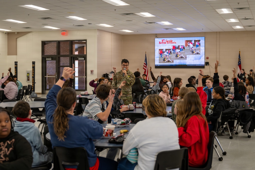 During Saluting Our Aviation Roots (SOAR) week in Valdosta, Airmen provided demonstration that gave students a closer look at the tools used during search and rescue operations.