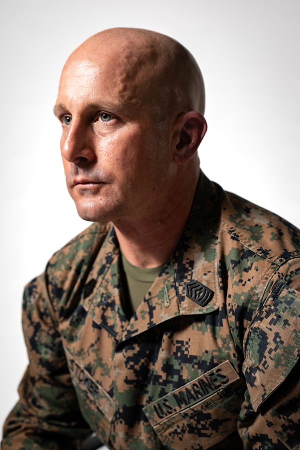 U.S. Marine Corps Master Sgt. Joseph B. Stoker poses for a photo at Marine Corps Support Facility New Orleans Dec. 18, 2025. Stoker with 4th Marine Air Wing, was selected for a lateral move to first sergeant under the new E-8 transfer pilot initiative. (U.S. Marine Corps Staff Sgt. Scott Jenkins)
