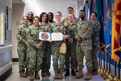 Staff serving aboard Naval Health Clinic Cherry Point bid Fair Winds and Following Seas to Hospital Corpsman Third Class Kate Helmke during a ceremony held Wednesday, December 31, 2025.

Helmke served aboard the clinic from February 2024 to January 2026, providing care for nearly 3,300 patients and leading two Command Training Days while assigned to  the Patient Centered Medical Home and Staff Training and Education departments.