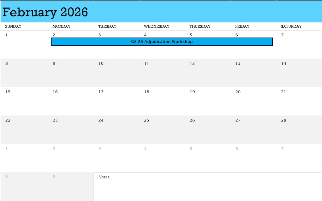 AFWI Calendar February 2026