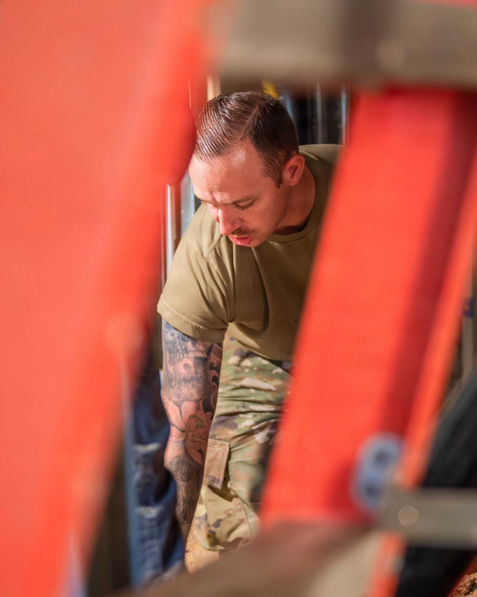 U.S. Air Force Staff Sgt. Alexander Bright, 56th Civil Engineer Squadron water fuels technician, prepares materials during upgrades at the 56th Fighter Wing’s Fire Station 2, Dec. 5, 2025, at the Luke Air Force Base, Arizona.