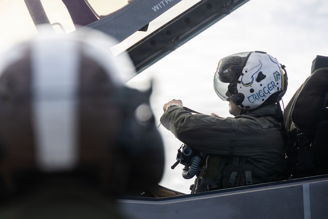 A U.S. Marine Corps pilot with Marine Fighter Attack Squadron (VMFA) 225, U.S. Marine Corps Forces, South, straps himself into a U.S. Marine Corps F-35B Lightning II assigned to VMFA-225 at Jose Aponte de la Torre Airport in Ceiba, Puerto Rico, Dec. 22, 2025. U.S. military forces are deployed to the Caribbean in support of the U.S. Southern Command mission, Department of War-directed operations, and the president’s priorities to disrupt illicit drug trafficking and protect the homeland. (U.S. Marine Corps photo)