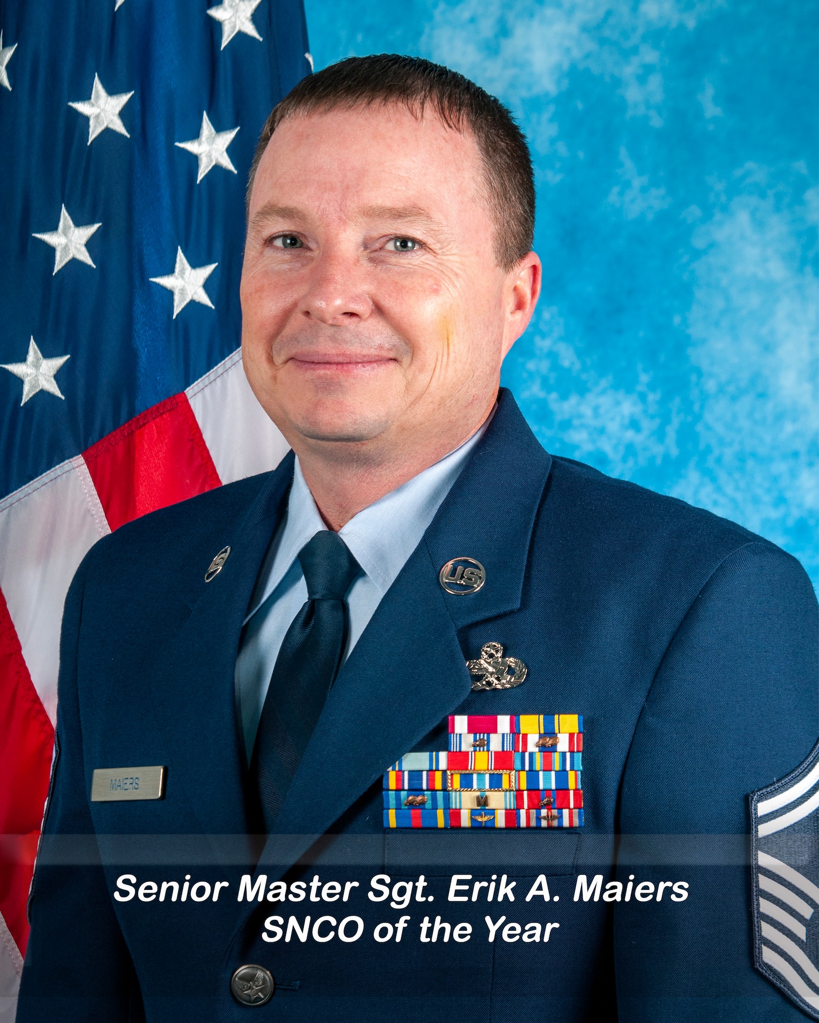 U.S. Air Force Senior Master Sgt. Erik Maiers, 145th Maintenance Squadron accessories element superintendent poses for a photo at the Charlotte Air National Guard Base, Charlotte, N.C., Dec. 12, 2024.