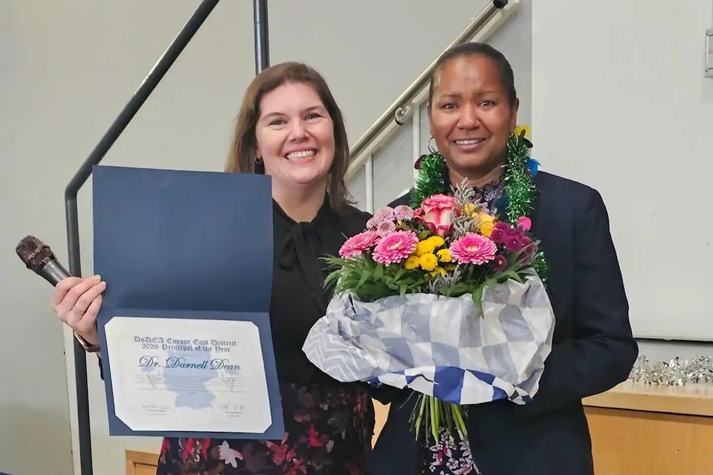 Dr. Darnell Dean from Netzaberg Middle School in Bavaria received the Department of Defense Education Activity Europe Region Principal of the Year 2026 Award. (photo provided by the Netzaberg Middle School)