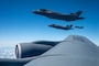 Three U.S. Air Force F-35A Lightning IIs assigned to the 356th Expeditionary Fighter Squadron, deployed to Kadena Air Base, fly in formation before aerial refueling over the Pacific Ocean, Dec. 11, 2025