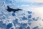 A U.S. Air Force F-16C Fighting Falcon assigned to the 119th Expeditionary Fighter Squadron, deployed to Kadena Air Base, flies over the Pacific Ocean, Japan, Dec. 18, 2025.