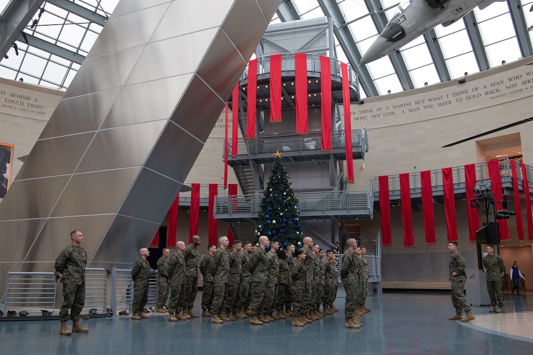 Master Sgt. Cord E. Burgan, is redesignated to the rank of first sergeant at the National Museum of the Marine Corps Jan. 5, 2025.

The E-8 redesignation pilot program allows qualified master sergeants to apply for the first sergeant military occupational specialty, opening new leadership opportunities for experienced Marines.