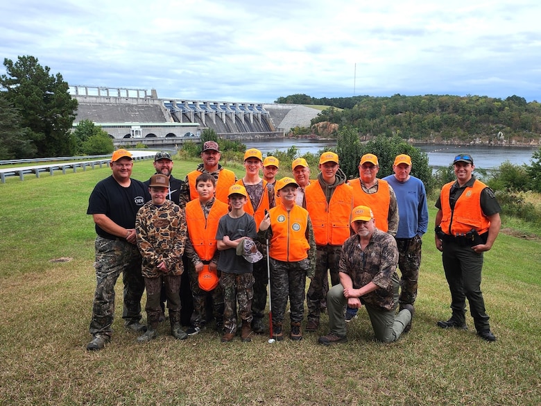 Participating youth and Outdoor Dream Foundation staff pose for a photo at the Richard B. Russell Dam and Lake Project during a deer hunting event hosted by the U.S. Army Corps of Engineers, Savannah District on October 11, 2025.