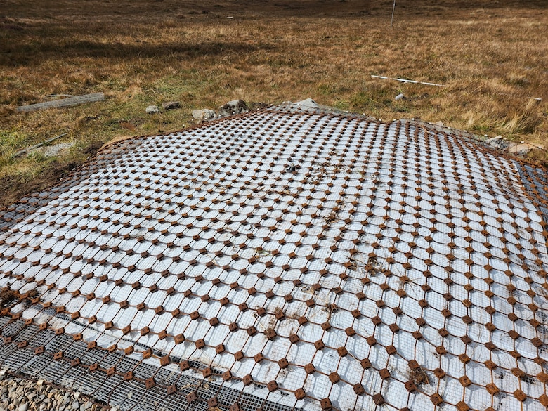 A snow pillow on the site of the Mitchell Meadows Hydrometeorological Station rebuild project.