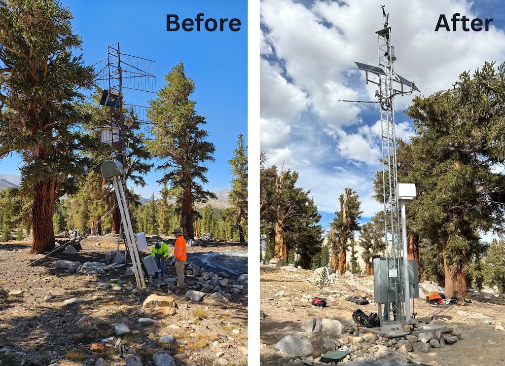 Side by side comparison of the Upper Tyndall Hydrometeorological Gaging Station.