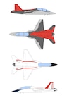 Original artist sketch of the T-7A Red Hawk paint scheme featuring a red tail and modern design elements