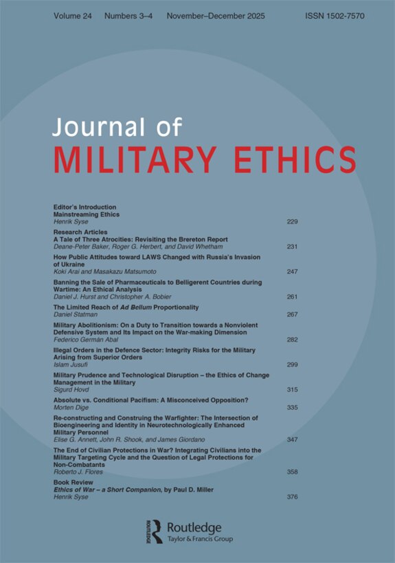 Cover Image for Journal of Military Ethics, Volume 24, Issue 3-4, (2025)
